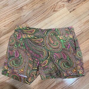 J. Crew Paisley Shorts in Green, Pink & Orange